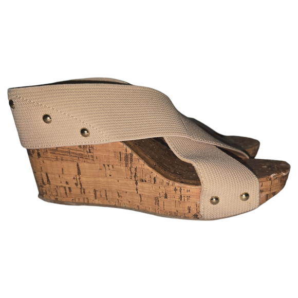 Women's Montego Bay Club TALLY Beige Wedge Sandals Size 8 1/2 - Picture 4 of 9
